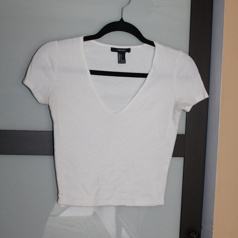 Forever 21 Crop Top Waffle Weave Size Small